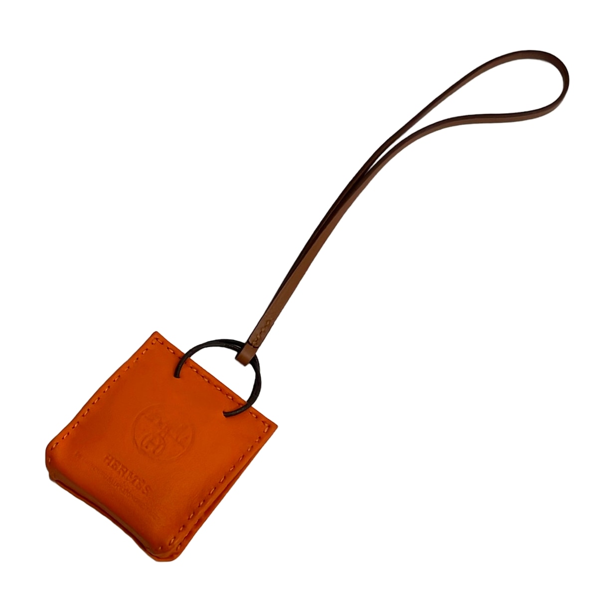 Herms Sack Orange Bag Charm Feu Gold